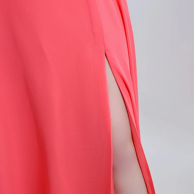 

Sexy Maid Of Honor Dresses V Neck Spaghetti Strap Wedding Guest Gown Sequins Thigh-High Slits Robe Demoiselle D''Honneur XU015