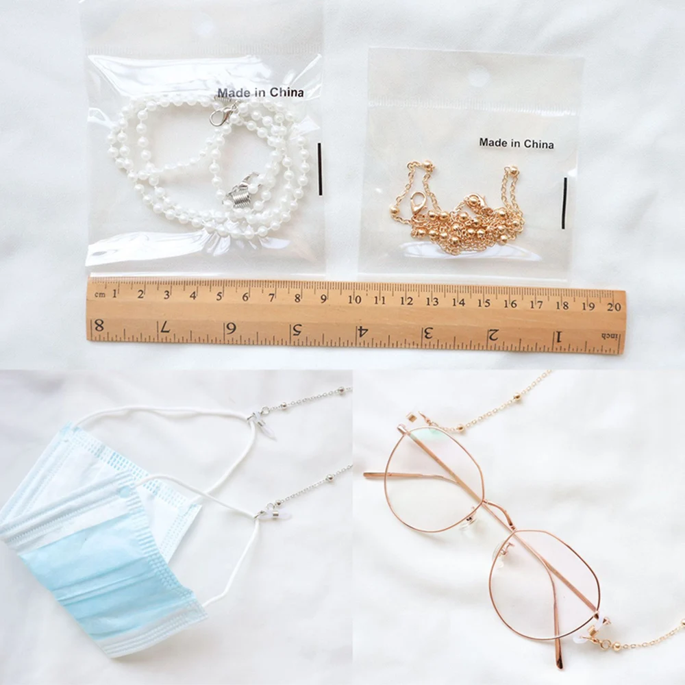 

2021New Fashion Jewelry Glass Beads Imitation Pearl Glass Crystal Bead Masked Sunglasses Glasses Chain Eyeglass Eyewear Lanyards