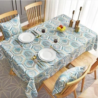 nordic style geometric patterns tablecloth waterproof cafe table cover rectangle cabin cover blue tablecloth
