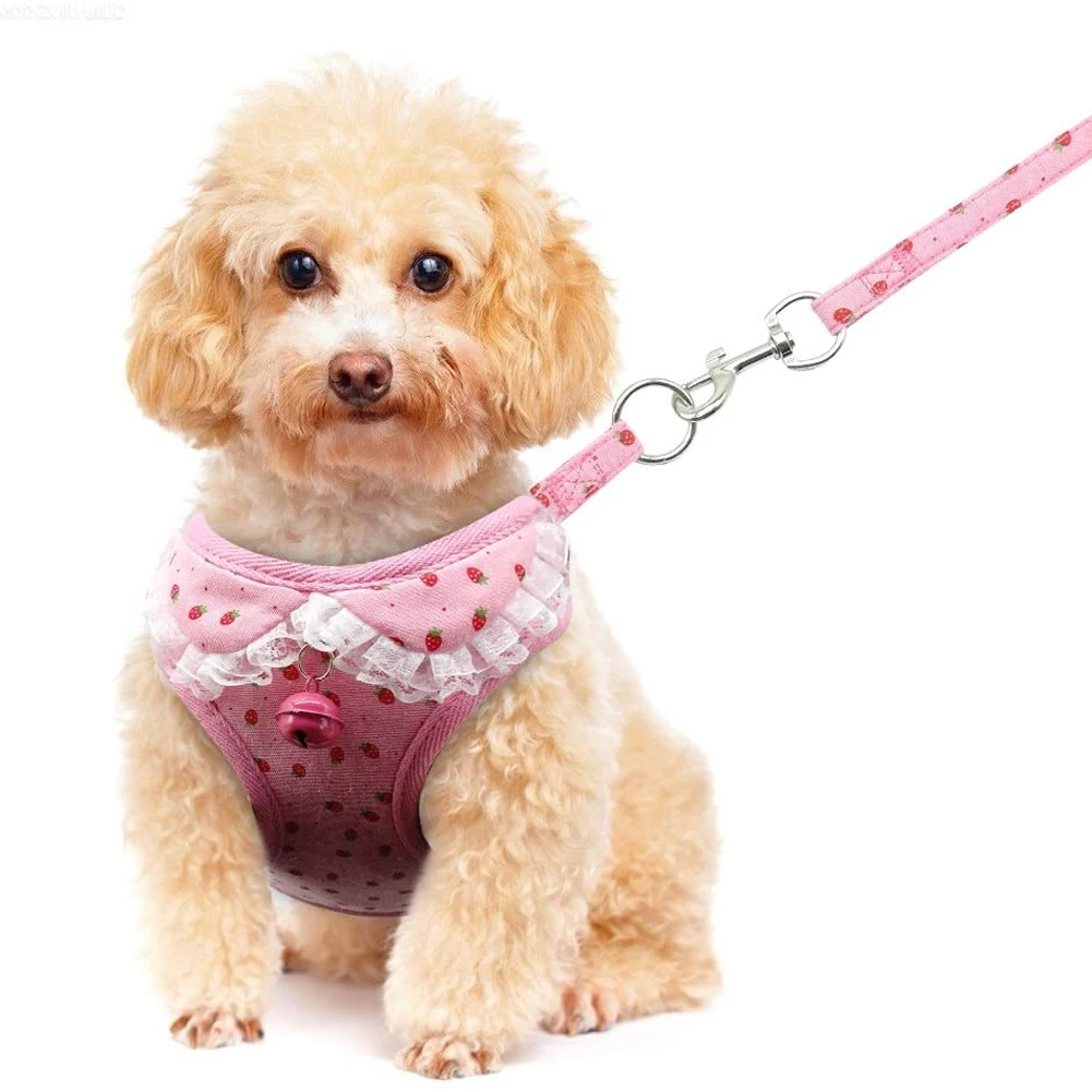 

Dog Harness Leash Set Puppy Cat Harness Vest For Small Dogs Adjustable Pet Mesh Vest Set With Bell For Puppy Cat Accessories