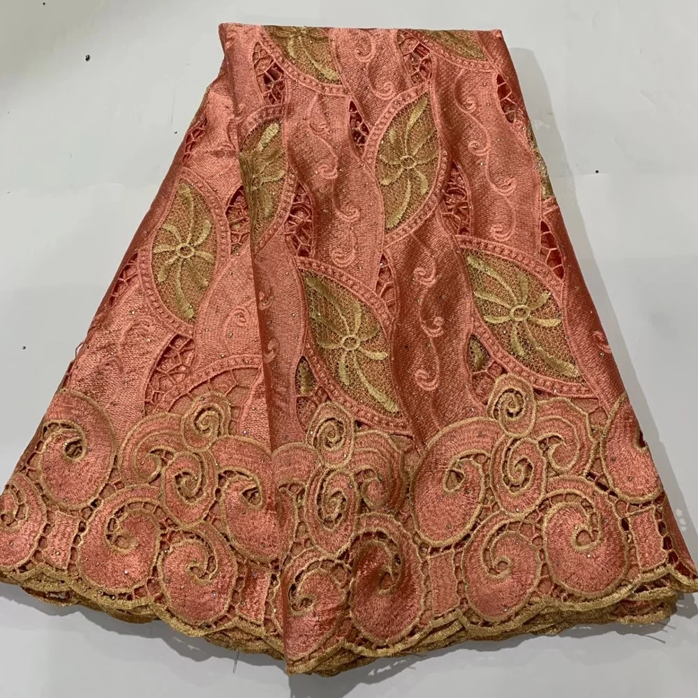 Африканская кружевная ткань золотой гипюр тяжелая 2020 высокое качество
