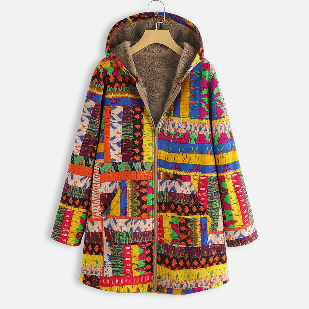 Женские пальто s женская зимняя теплая верхняя одежда свободная цветная печать с