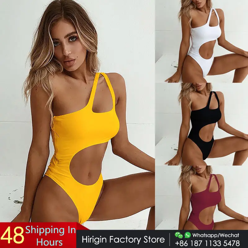 2018 сексуальное бикини на одно плечо купальник с вырезами Женский цельный женский