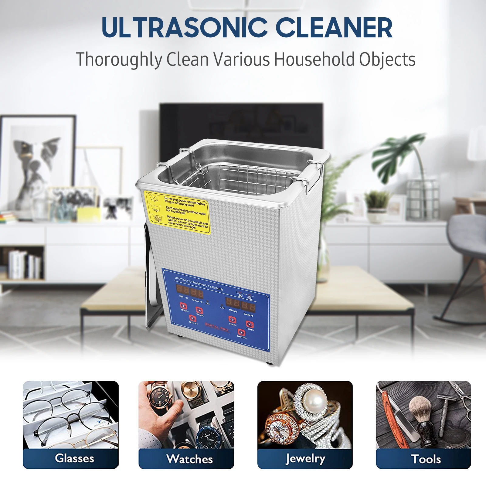 

2L Ultrasonic Cleaner with Digital Timer Heater Professional Heated Ultrasound Cleaning Machine for Jewelry Watch Coin Glasses