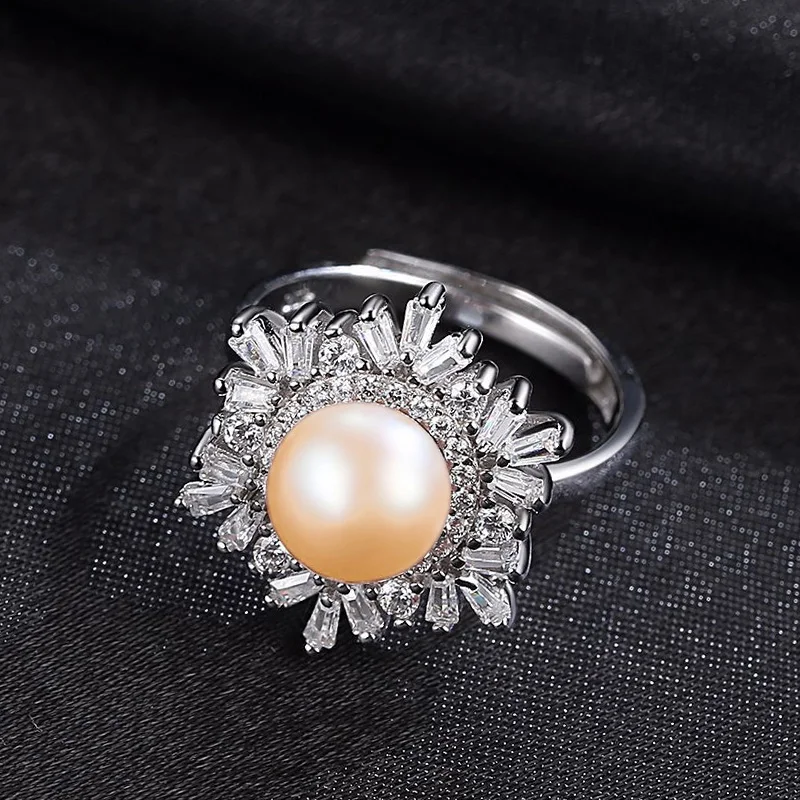 Женское кольцо из серебра 925 пробы с искусственным жемчугом | Украшения и