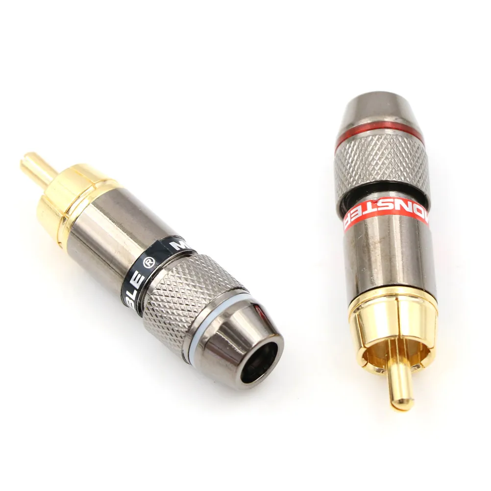 2Pcs/1Pair New Gold Plated RCA Connector male plug adapter Video/Audio Wire Support Cable black&ampred | Обустройство дома