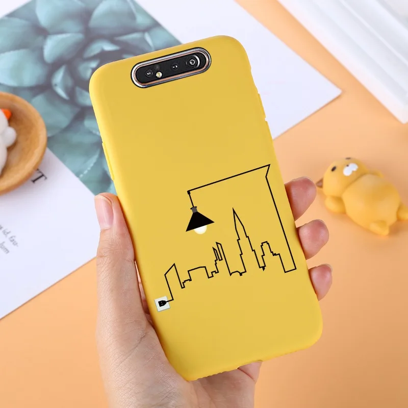 038 Yello ТПУ чехол для samsung Galaxy A80 силиконовый милый для samsung задняя крышка A 80 A805F A50 A70 A10 A20 A10S A40 протектор черный - Цвет: 038