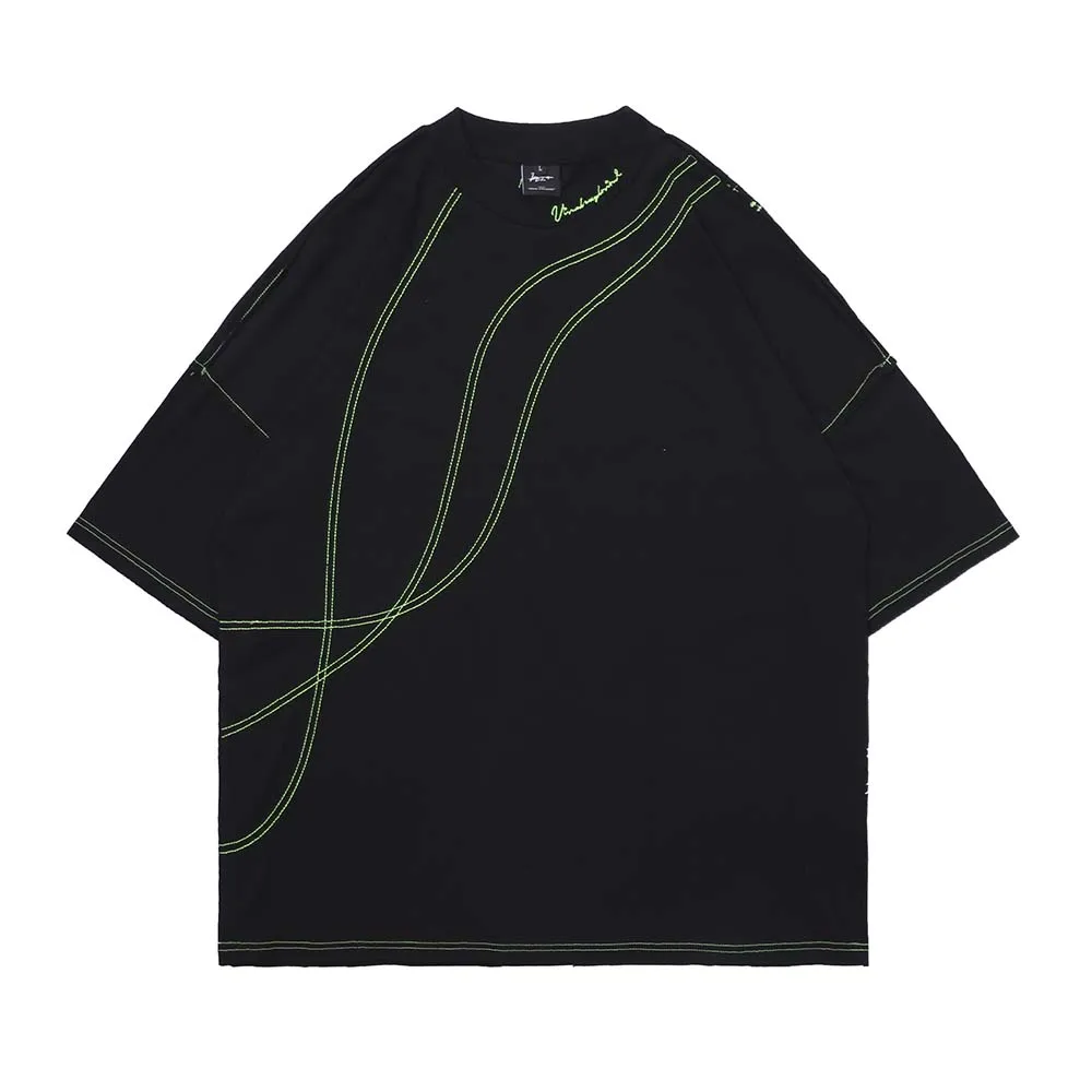 

UNCLEDONJM Green Line designer oversized t shirt Hip Hop graphic t shirts Short-Sleeved T-shirt Summer retro men t shirt UT2116