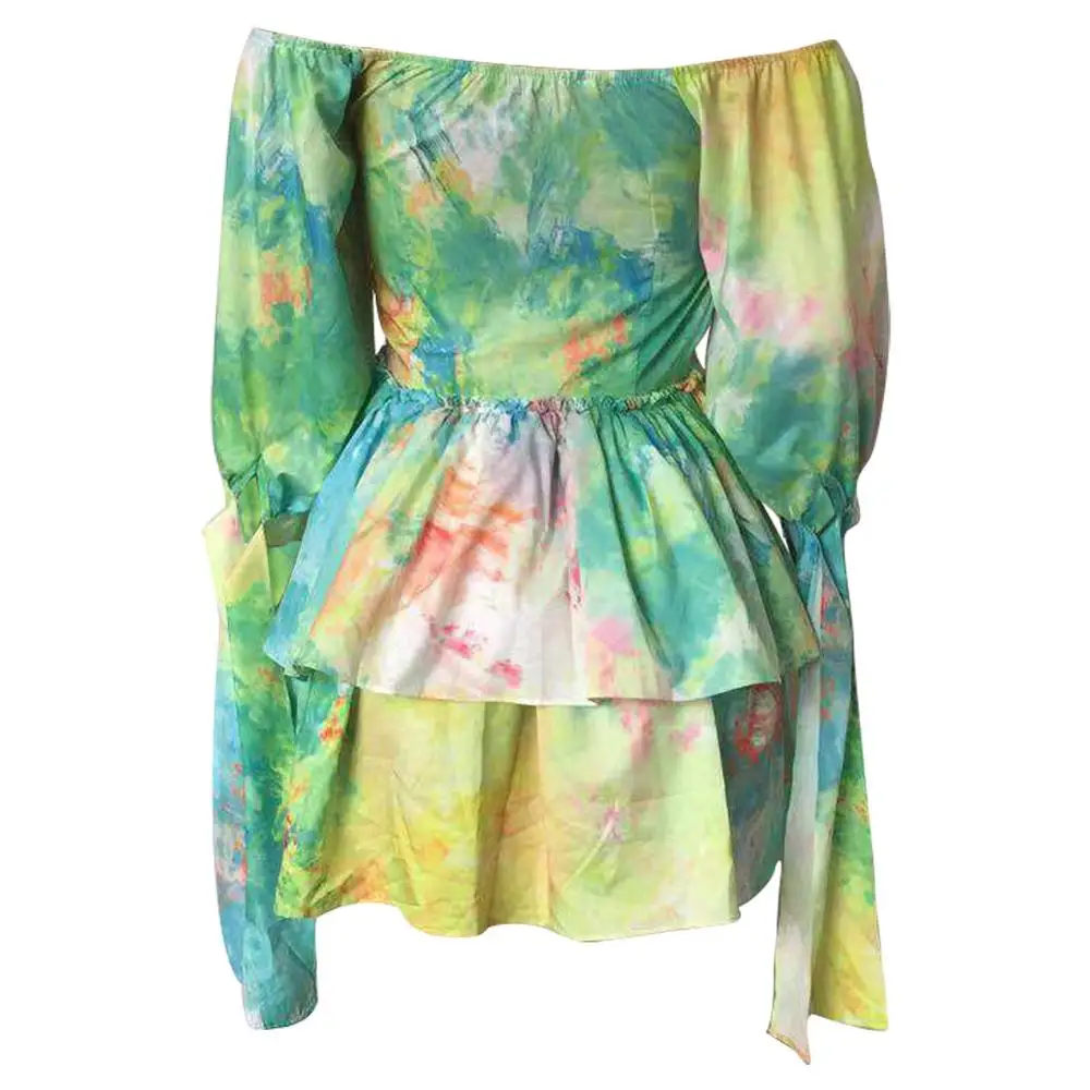 2019 осень зима краска для женщин с открытыми плечами фонарь рукав большие качели