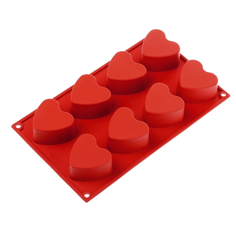 justdolife Heart Cake Mold Non Stick 8 Cavities Silicone DIY Baking Mold Chocolate Mold Candy Mold Bakeware Kitchen Gadgets