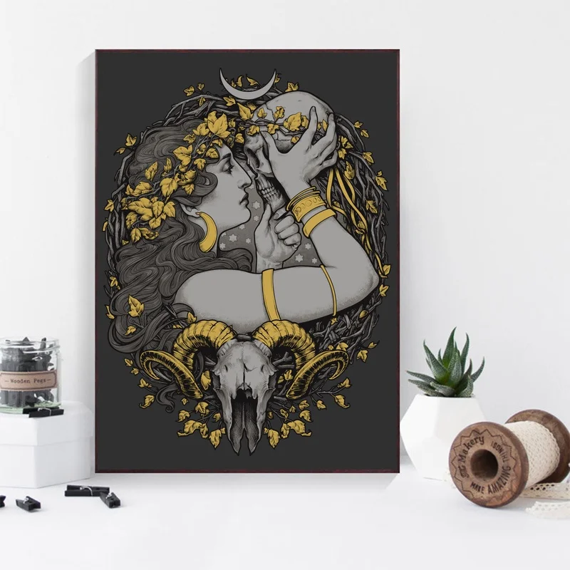 Psychedelic Bohemian Gypsy Witch Goddess Poster Canvas Art Print Wall Pictures for Living Room No Frame | Дом и сад