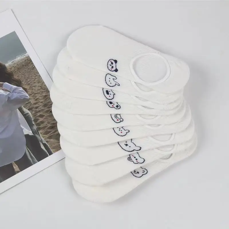 10 pieces = 5 Pairs/lot Rabbit Cow Heart Animal socks Cotton Casual  Warm Women Streetwear Cute Funny Socks Short Happy Ankle