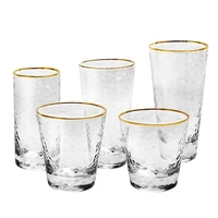 gold inlay edge glass cup coffee milk tea cup whiskey wine glass cup transparent water glasses drinking creative gift drinkware