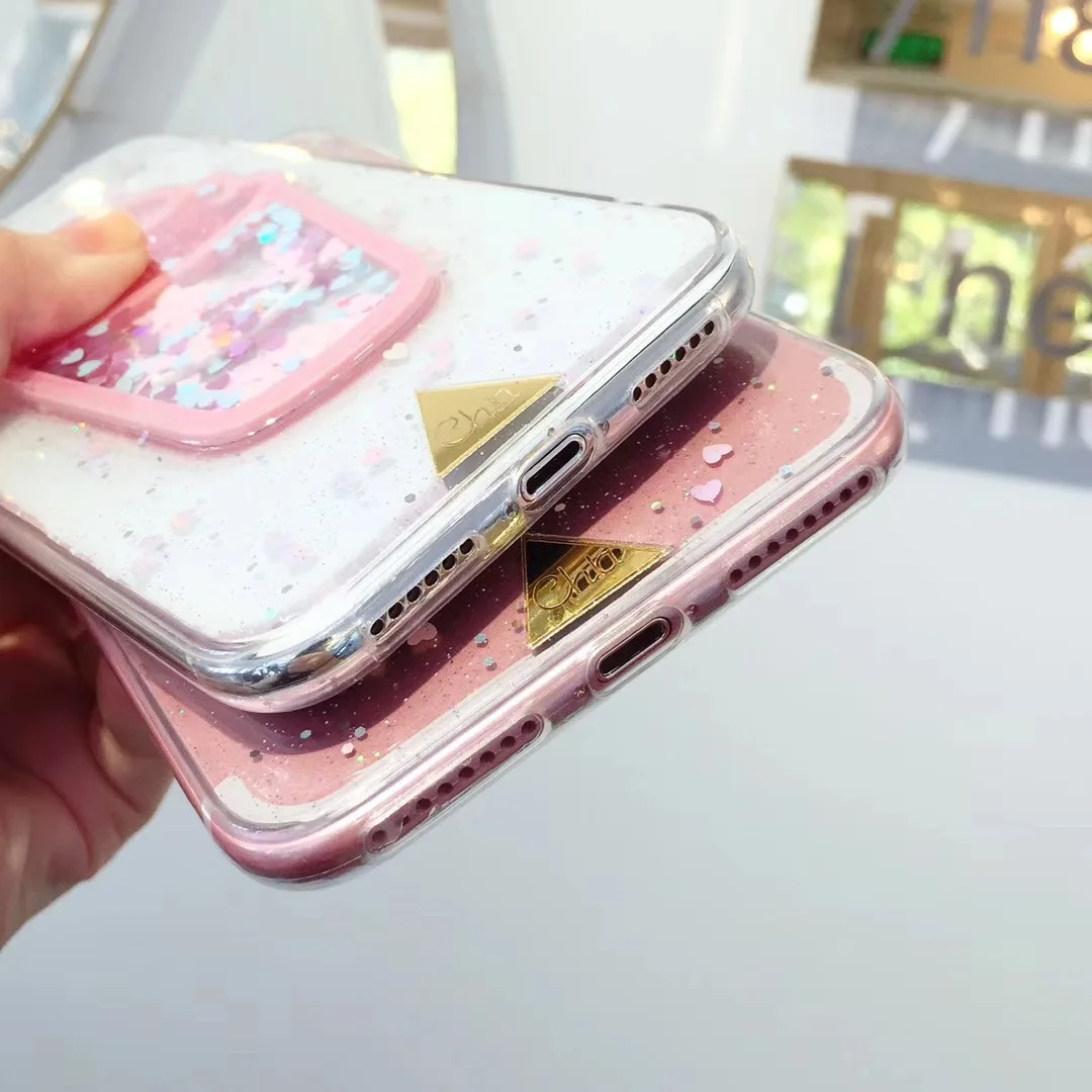 Милый Blingbling чехол для телефона с мороженым Блестящий Мягкий зыбучим песком