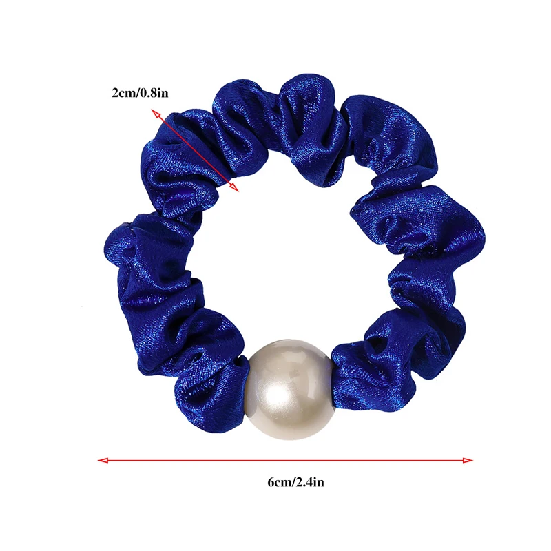 

Big Pearl Scrunchies Elastic Hair Rubber Bands Crystal Satin Rope Ponytail Holder Hair Accessories Candy Color Hair Ties