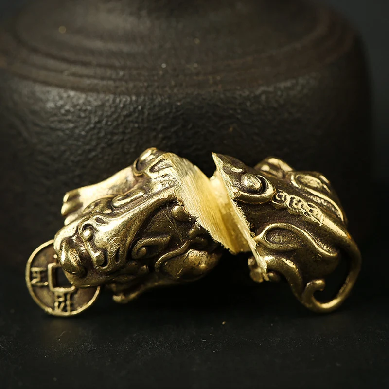 Большие размеры медные винтажные брелки для ключей Lucky Beast Pi Xiu металлические