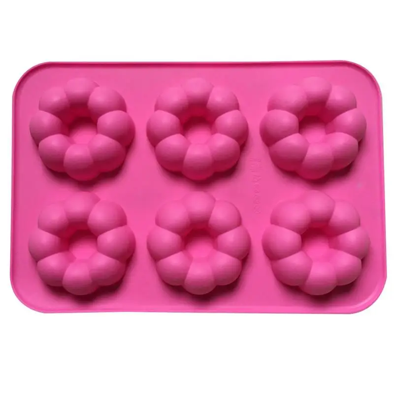 

Reusable 6-Cavity DIY Doughnut Mold Silicone 3D Dessert Chocolate Candy Jelly Fondant Pudding Decorative Mold Homemade Cake Tool