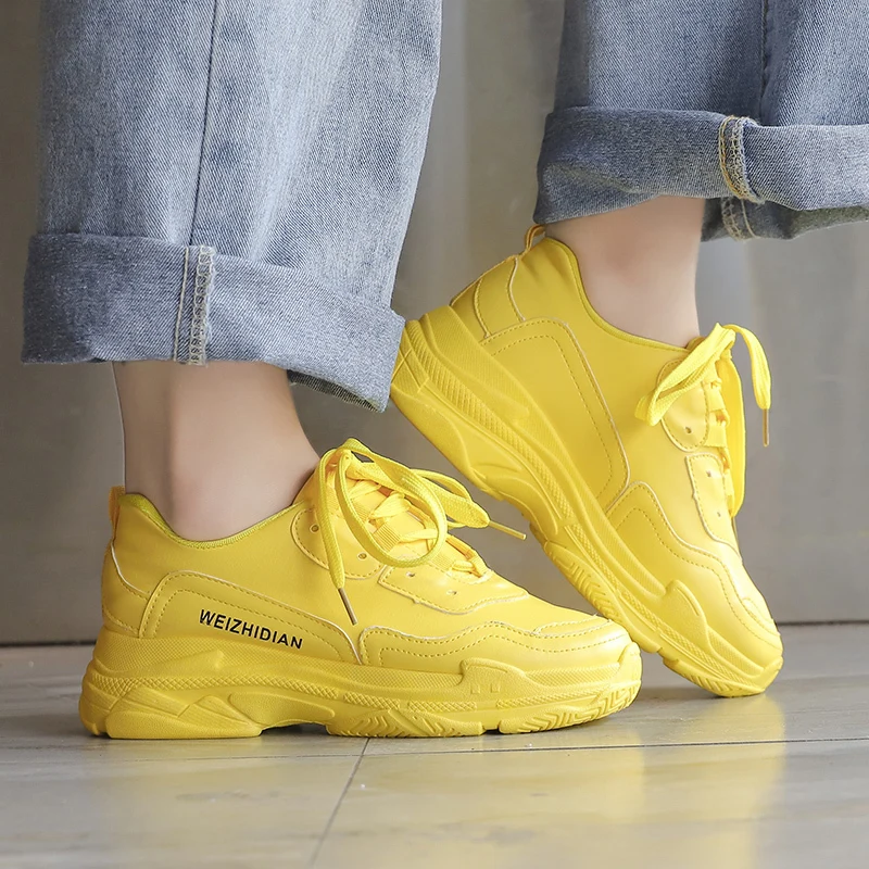 Дышащие повседневные кроссовки на шнуровке Уличная обувь толстой подошве для