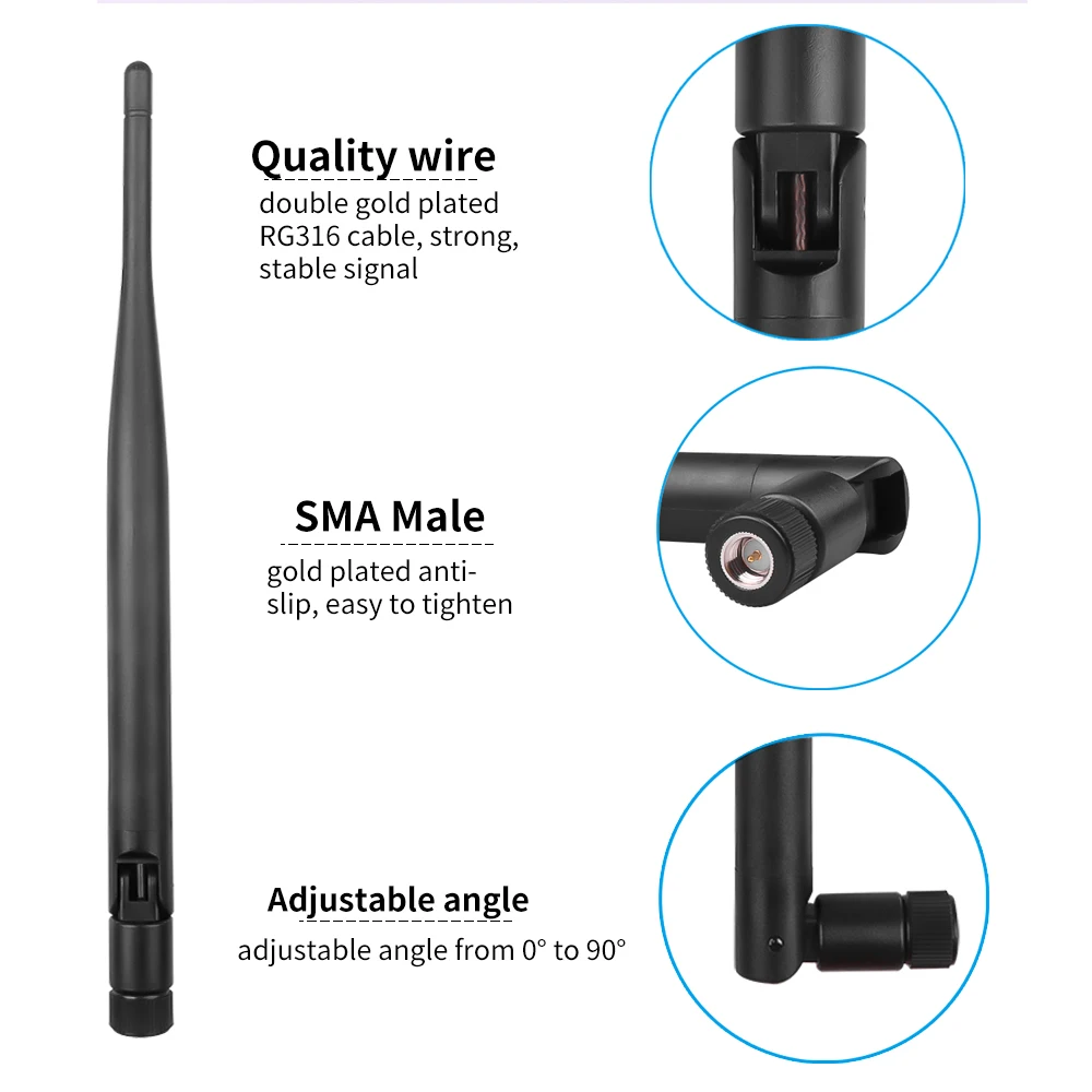 Wi Fi антенна 2 4 ГГц 5dBi 802.11b/g SMA Male для Mini PCI U.FL IPX на кабель папа беспроводной