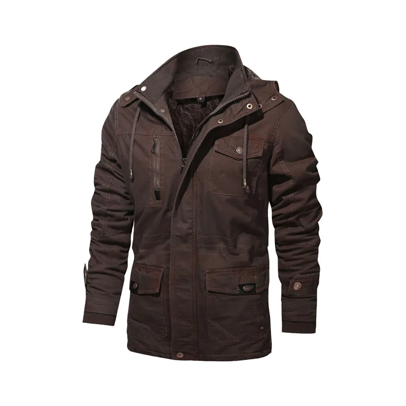 

Thick Warm Parka Men Winter Retro Fleece Jacket Men Hooded Tactical Military Denim Jacket Parkas Winter