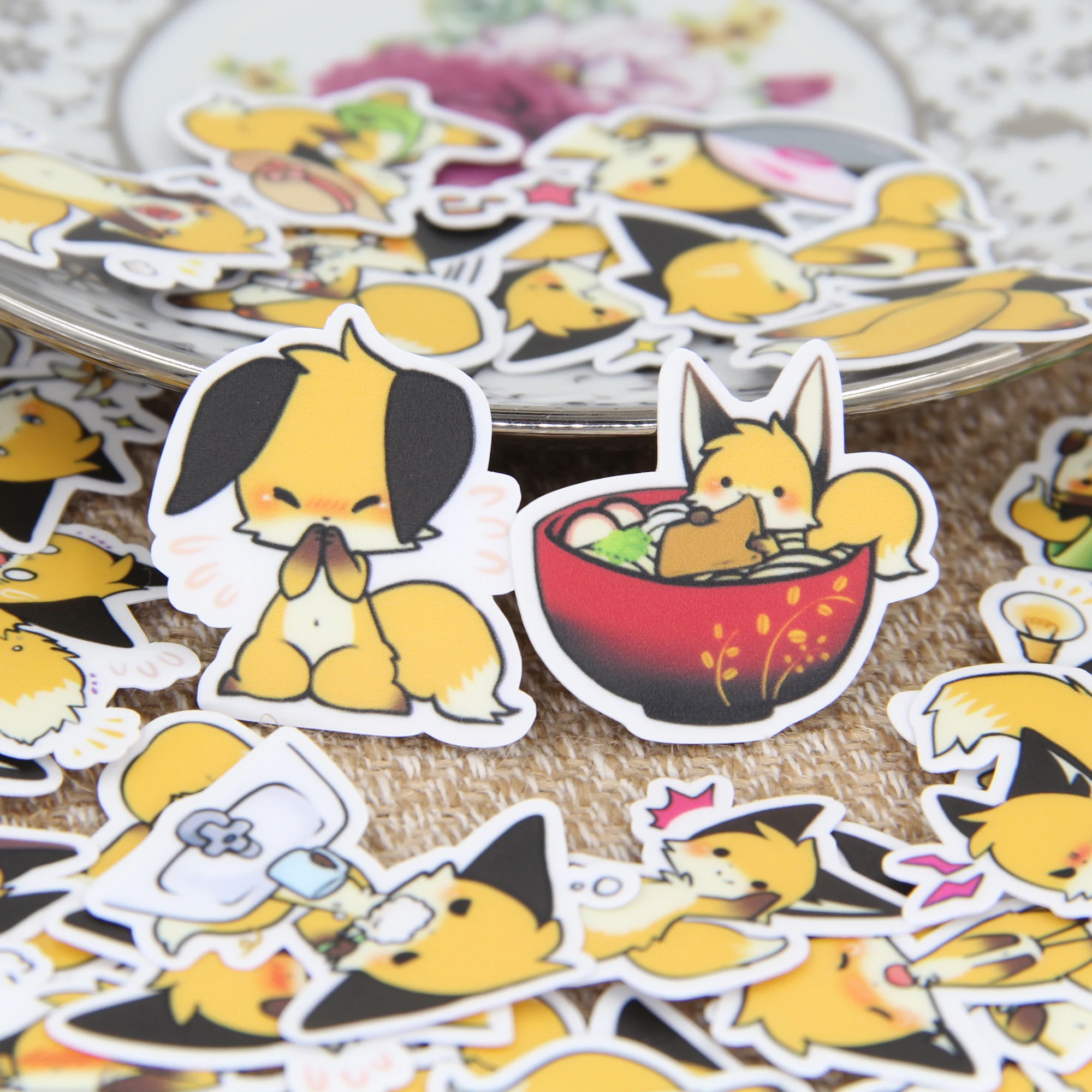 

40pcs Cute yellow little fox stickers/Scrapbooking Stickers /Decorative Sticker /DIY Craft Photo Albums