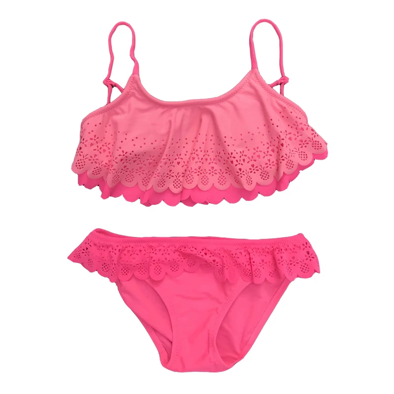 Купальный костюм для девочек из двух предметов детский купальный с оборками