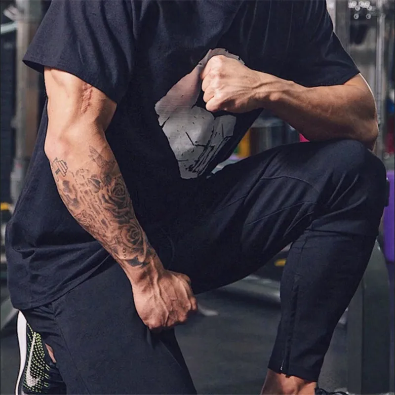 Мужская футболка с короткими рукавами и принтом летняя хлопковая приталенная