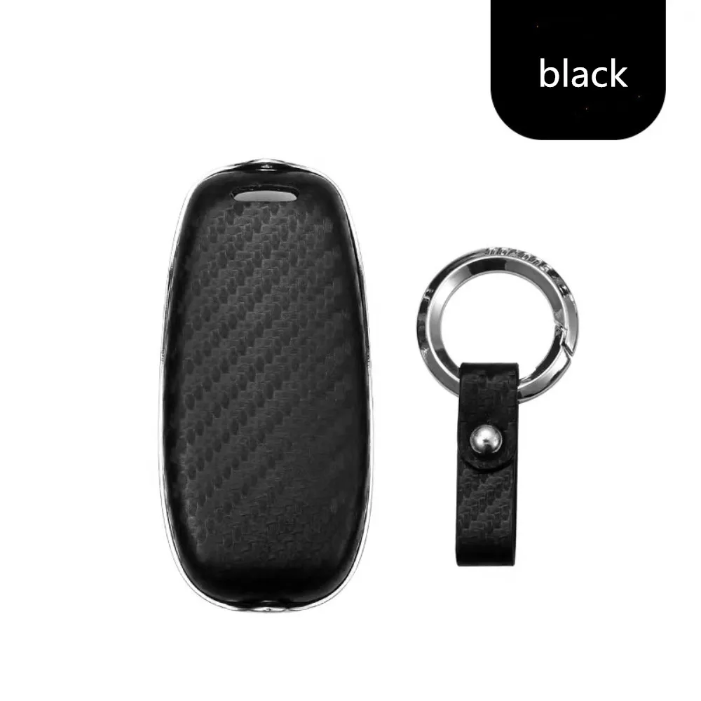 black Чехол для ключей, чехол-держатель для ключей, карбоновое волокно+ оцинкованный сплав для Geely Emgrand EC7 EC718 EC715 Global Hawk GX7 - Название цвета: black