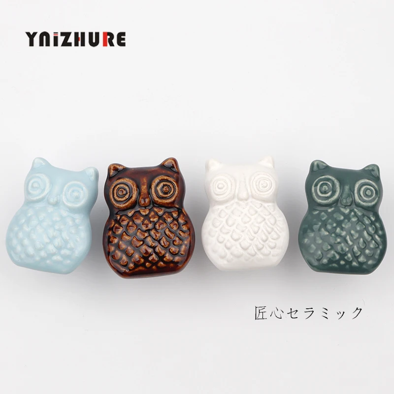 Керамический шкаф в японском стиле с совой ручка для выдвижного ящика Мебельная