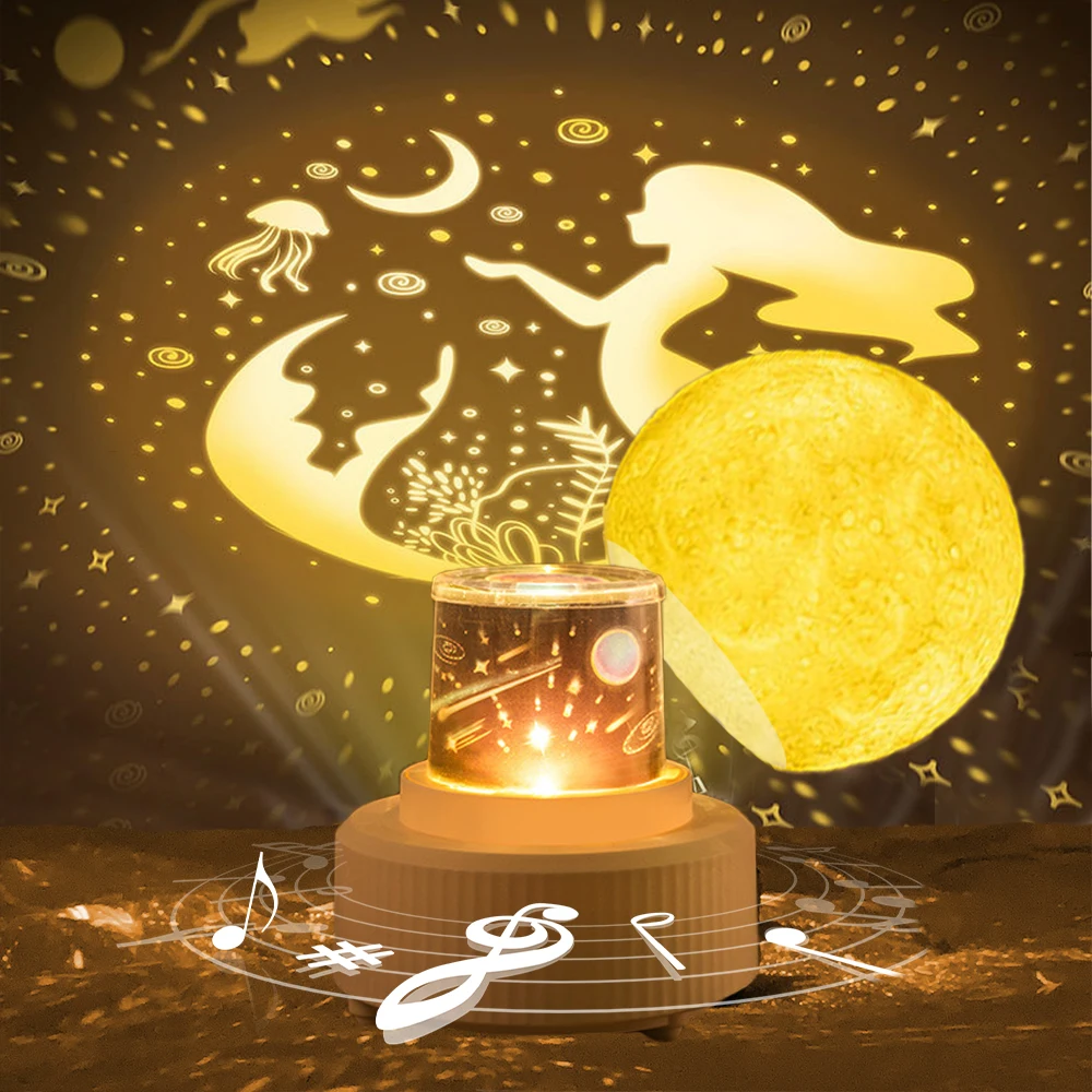 

Children’s Night Light Star Projector LED 3D Moon Lamp With Music Nightlight Sky Projector Bedroom Decor Kids Gift