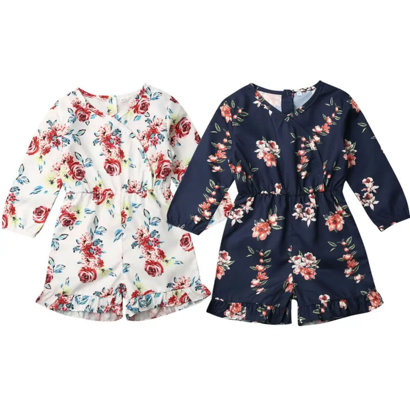 Детская одежда Модный милый комбинезон для маленьких девочек темно синий белый с