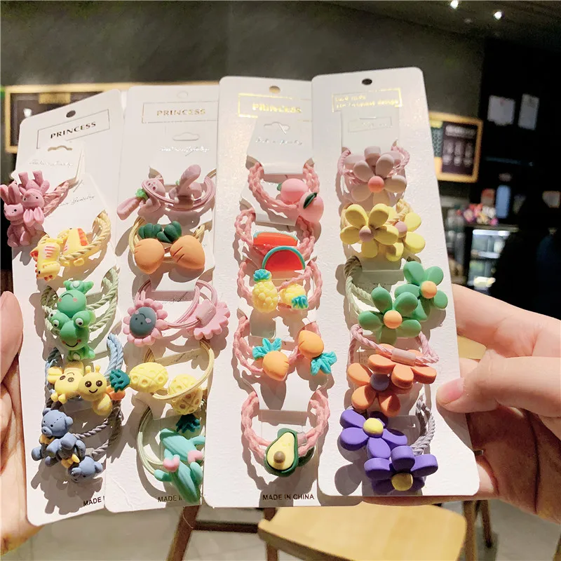 Детские резинки для волос 10 шт./компл. аксессуары милые Мультяшные эластичные