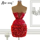 Красный с блестками платье для коктейля кожаная обувь на шнуровке для ночного клуба, 2021 женские платья для выпускного с корсетом Праздничная одежда красной ковровой дорожки взлетно-посадочной полосы платья