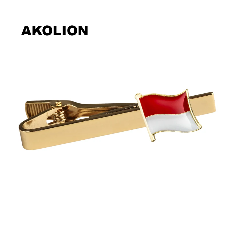 Классический металлический зажим для галстука с итальянским флагом Золотой