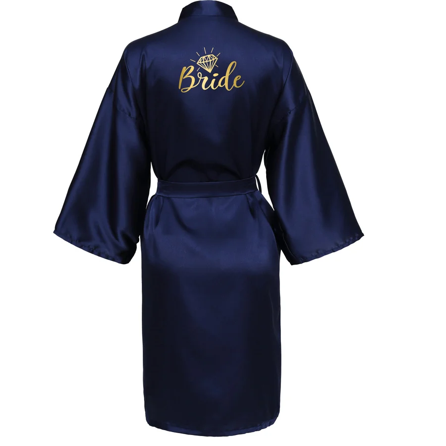 Платье для свадьбы owiner женское темно синее золотое сатиновое шелковое|Халаты| |