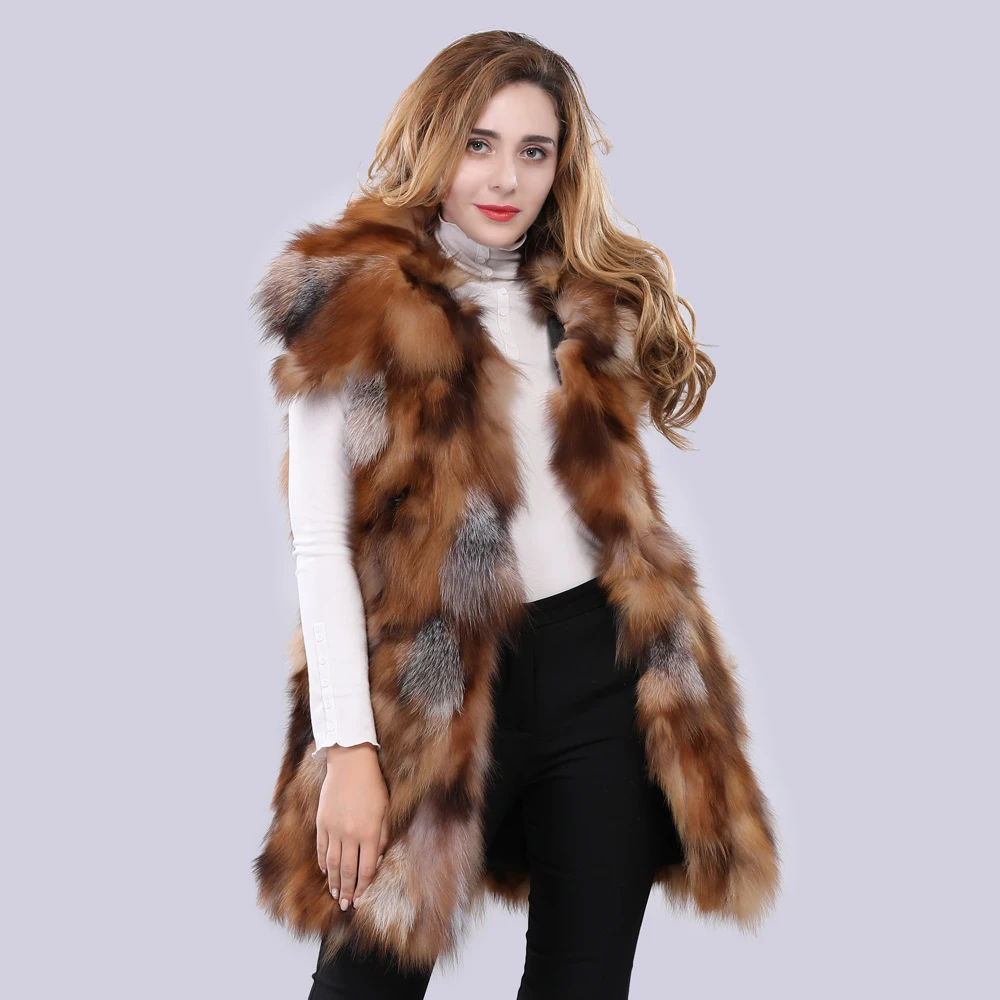 Новые поступления женская футболка с принтом Подлинная Red Fox меховой жилет Зимняя