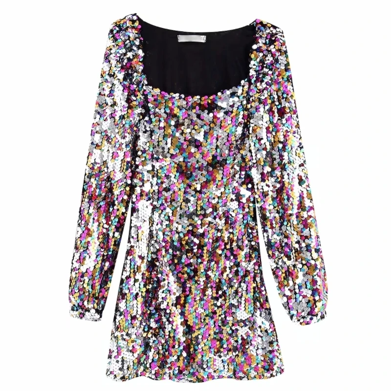 Новинка 2020 женское винтажное мини платье с квадратным воротником и