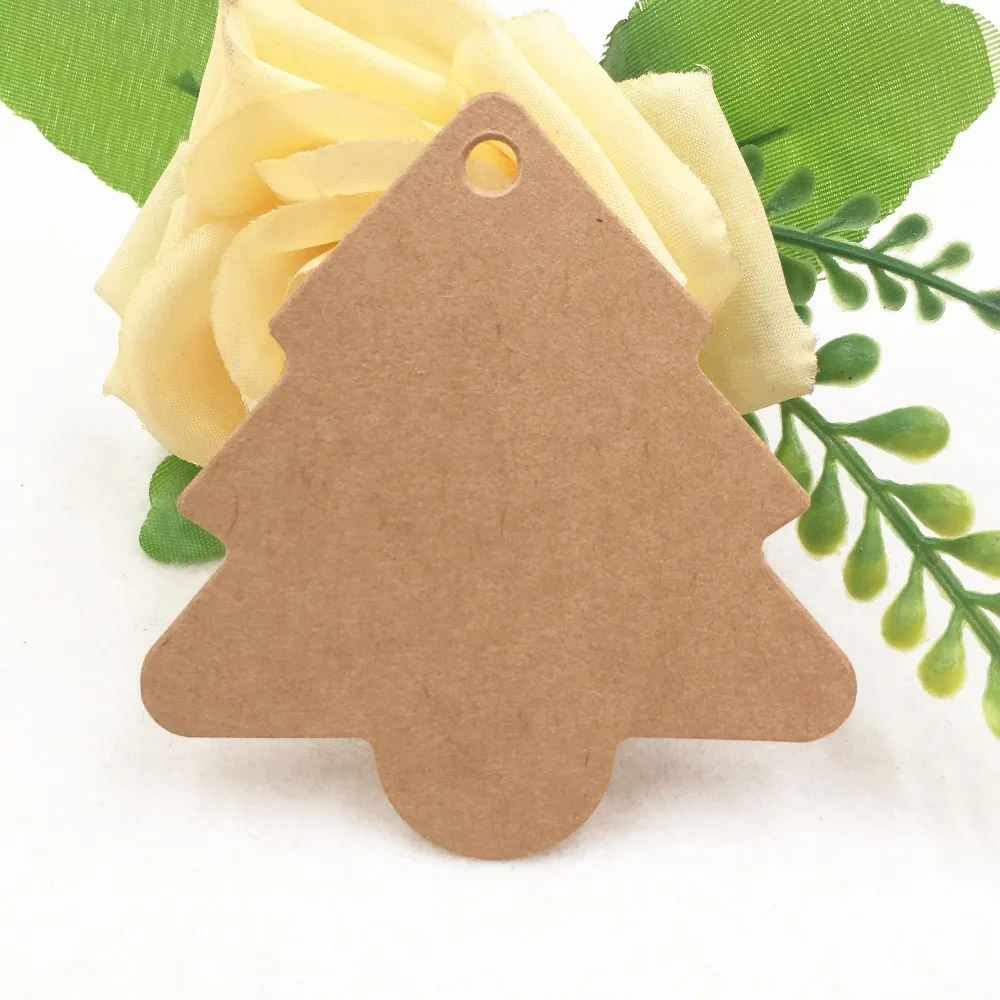 50 шт./лот DIY крафт форма рождественской елки и медведя пустая бирка для украшения