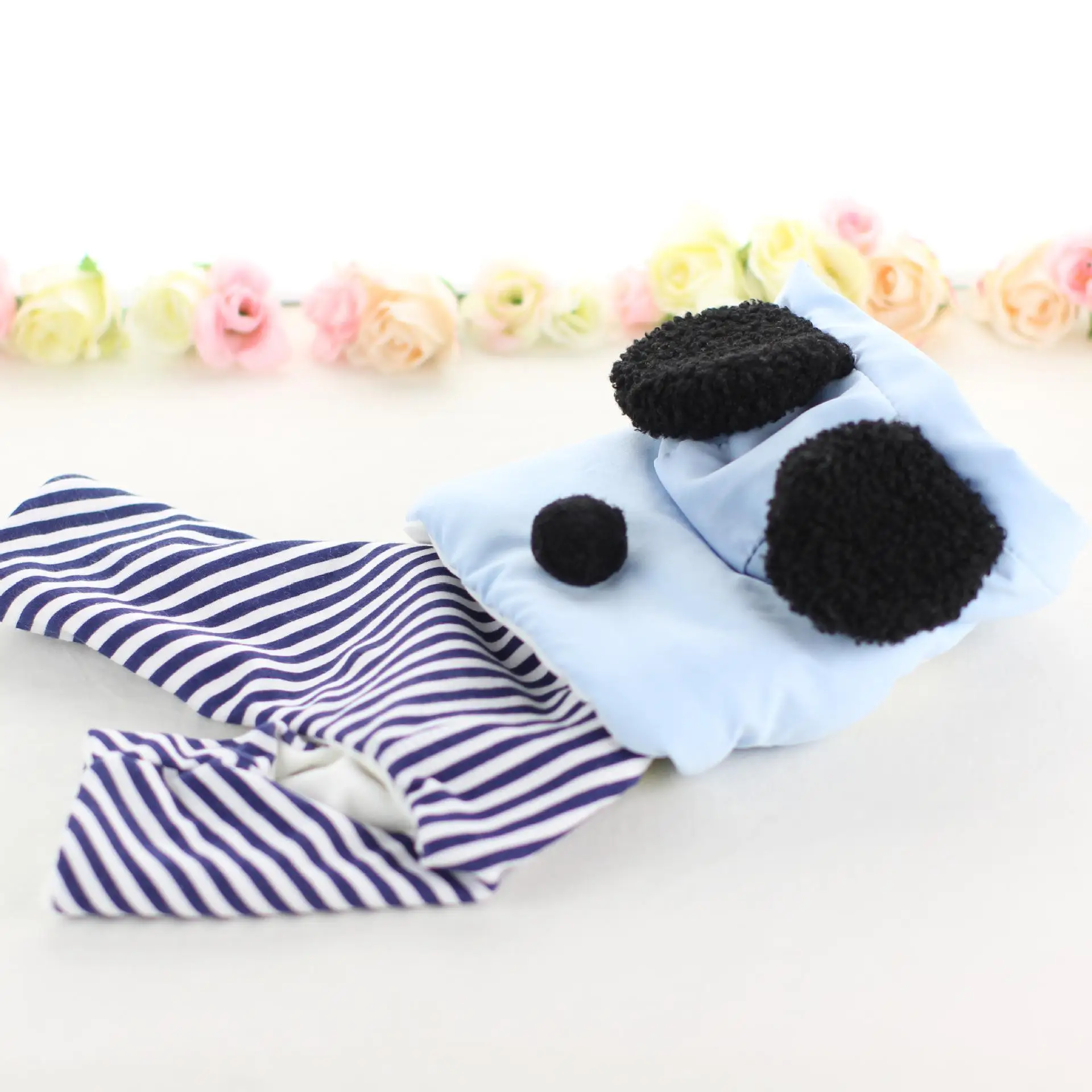 Kawaii зимняя одежда для собак четыре фута одежда для домашних животных Chiwawa jorkie Bomei платья в полоску - Цвет: Синий