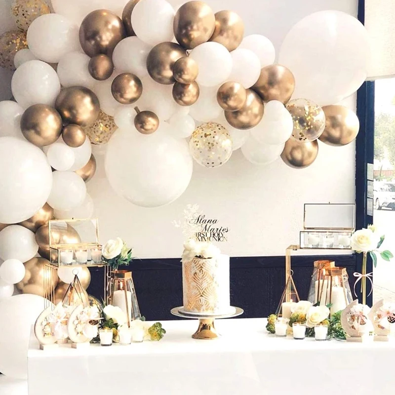 

Воздушные шары в виде макарон, украшение золотого и белого цветов, для детского крещения, свадьбы, дня рождения, вечеринки