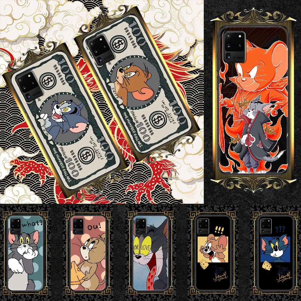 

tom lovers and Cartoon jerry funny Phone case For Samsung Galaxy Note 4 8 9 10 20 S8 S9 S10 S10E S20 Plus UITRA Ultra black