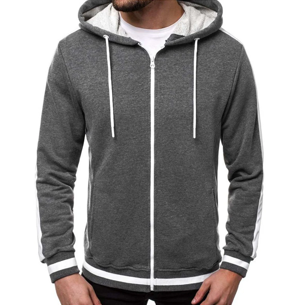 

Plus Size Men Zipper Slimming Sport Coats Long Sleeve Drawstring Warm Hoody Sweatshirts Casual Gym Running Jackets for Men