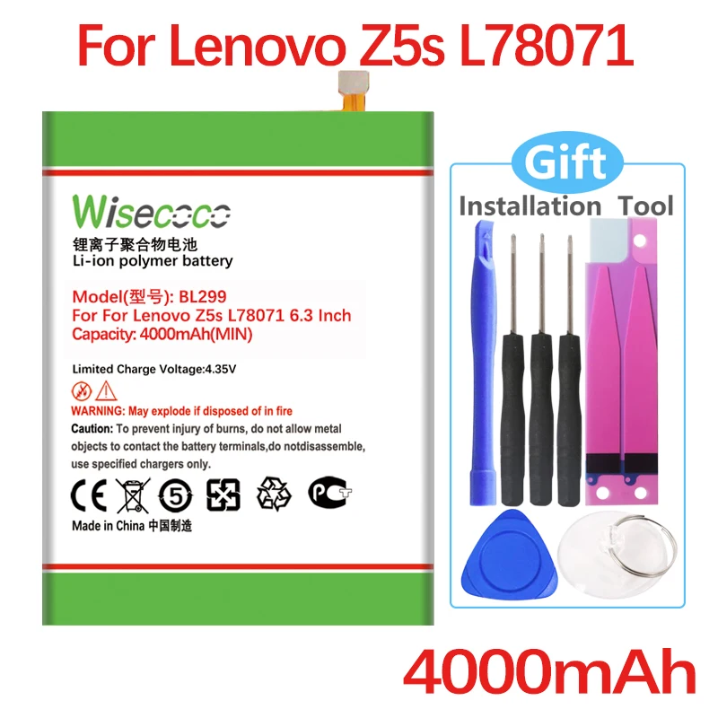 Аккумулятор WISECOCO BL299 для Lenovo Z5s L78071 6 3 дюйма в наличии высокое качество | Мобильные