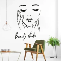 female face vinyl wall decal beauty studio door sticker cosmetic makeup wall art stickers mural removable salon decoration