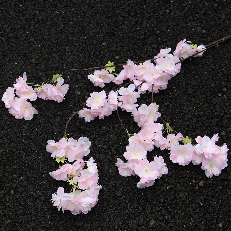 искусственные цветы декор для дома Симуляция вишни 100 см 4 ветви с зеленым цветком