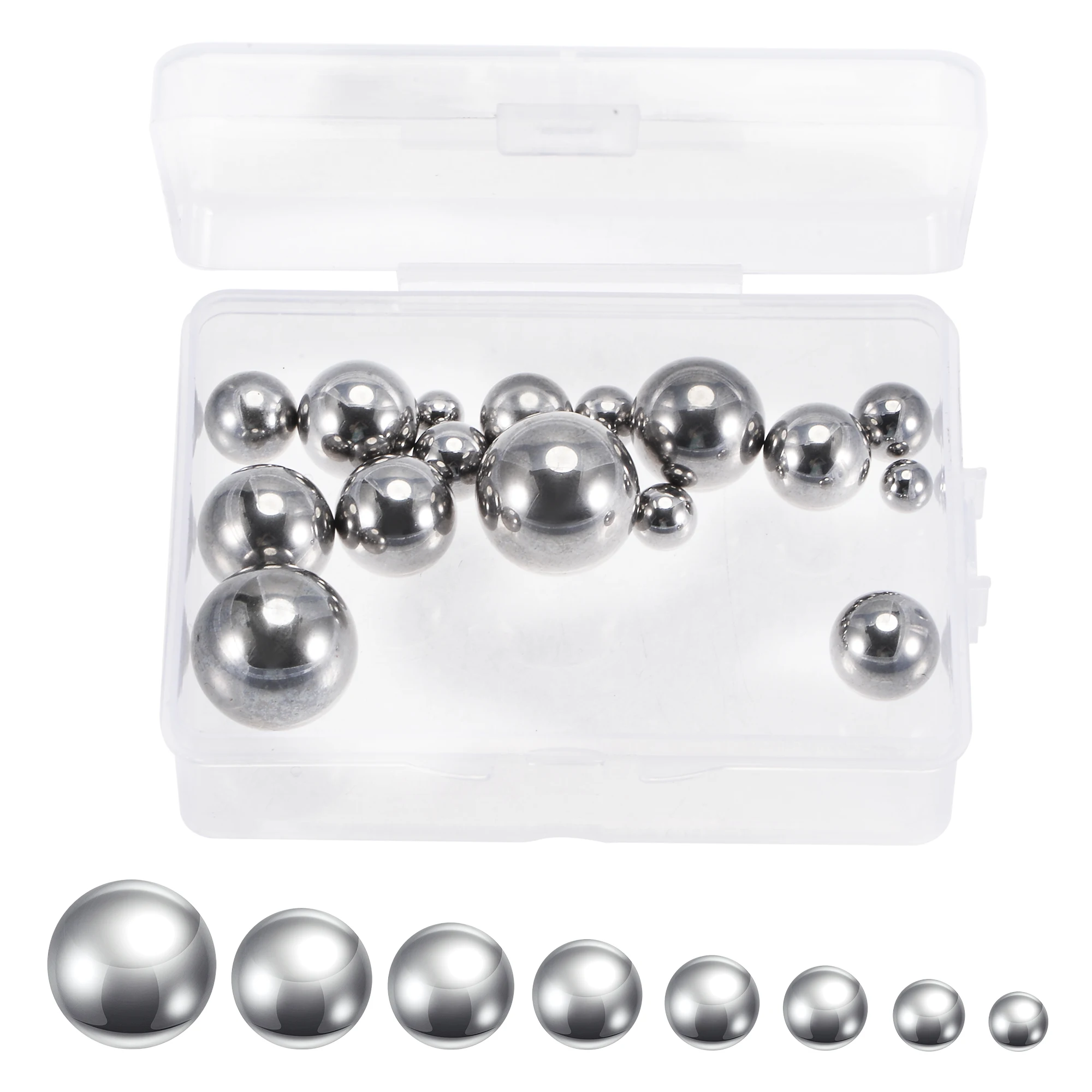 

Uxcell 16pcs 8 Size Bearing Balls Assortment 304 Stainless Steel with Storage Box