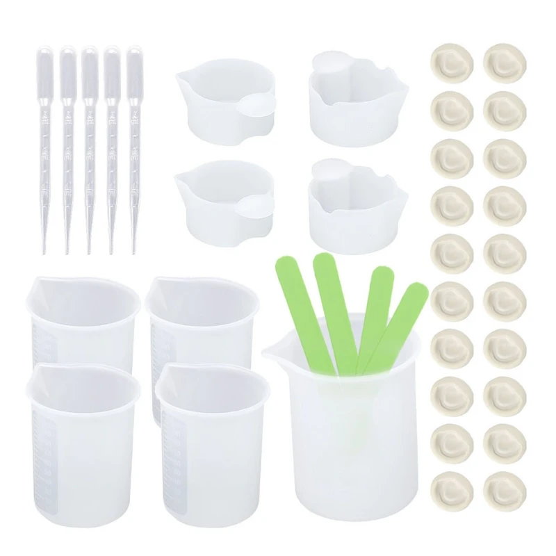 

7/34/38Pcs Resin Molds Mixing Stirrer Set Measuring Cups Stir Sticks Pipettes for DIY Craft Silicone Molds Dispensing Tools