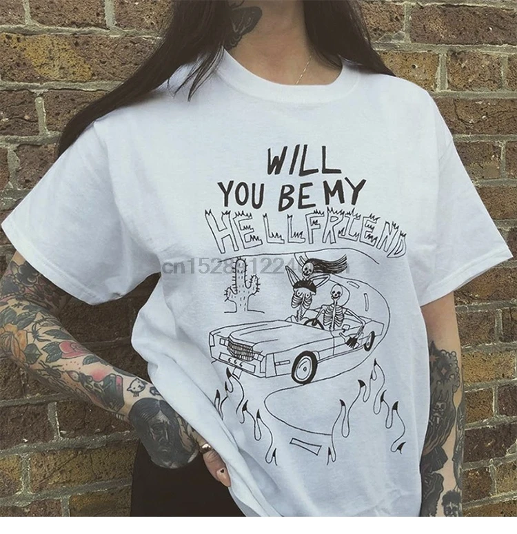 Футболка унисекс Will You Be My Hellfriend хипстеры гранж стиль футболка в стиле tumblr 90S