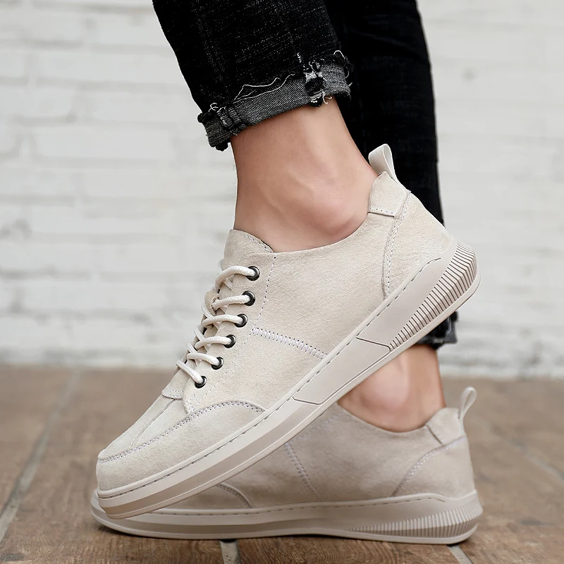 Кроссовки мужские из коровьей замши на шнуровке повседневная удобная обувь