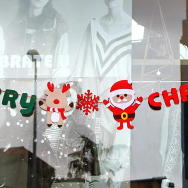2PCS Happy New Year Christmas Decorations Banner Flags Hanging Ornaments Supplies | Дом и сад